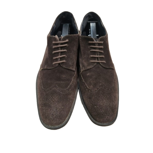 Joseph Abboud Chocolate Brown Suede Wingtip Oxford Shoes, Mens 9.5 - Picture 2 of 7